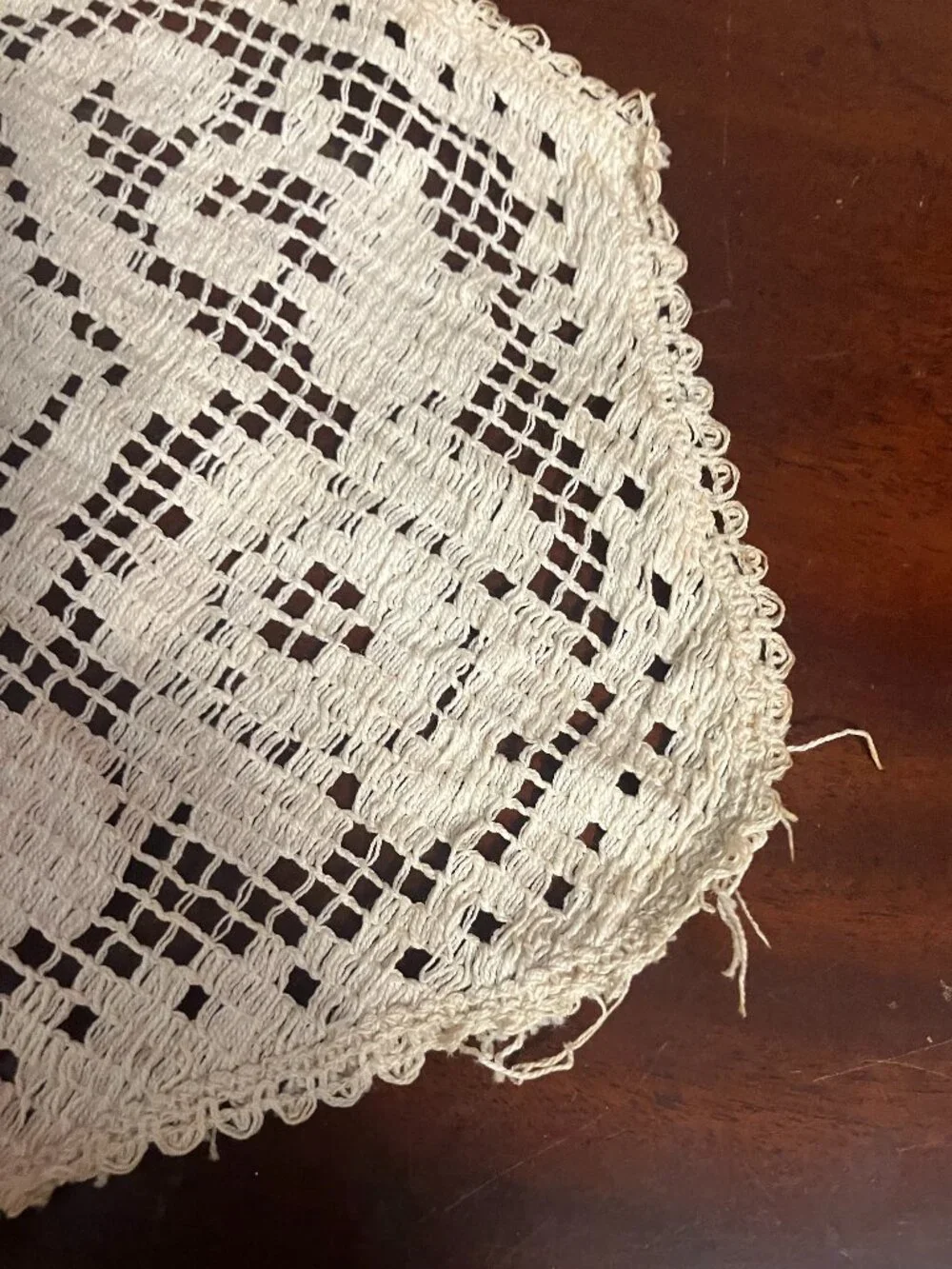 Set of 2 Vintage Filet Crochet Floral Lace Doilies